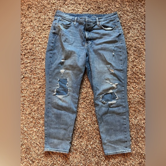 Old Navy High Rise OG Straight Size 14 Distressed Blue Jeans for Women #1832 - Picture 2 of 6